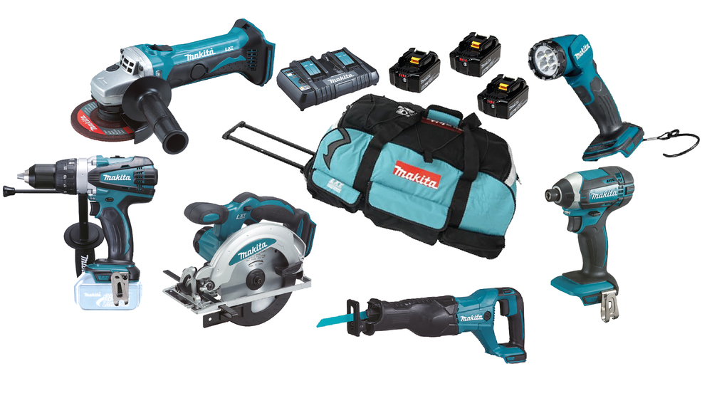 SET 5 Akku-Maschinen + Lampe LXT, Makita DLX6104TX2 SET 5 Akku-Maschinen + Lampe LXT, Makita DLX6104TX2