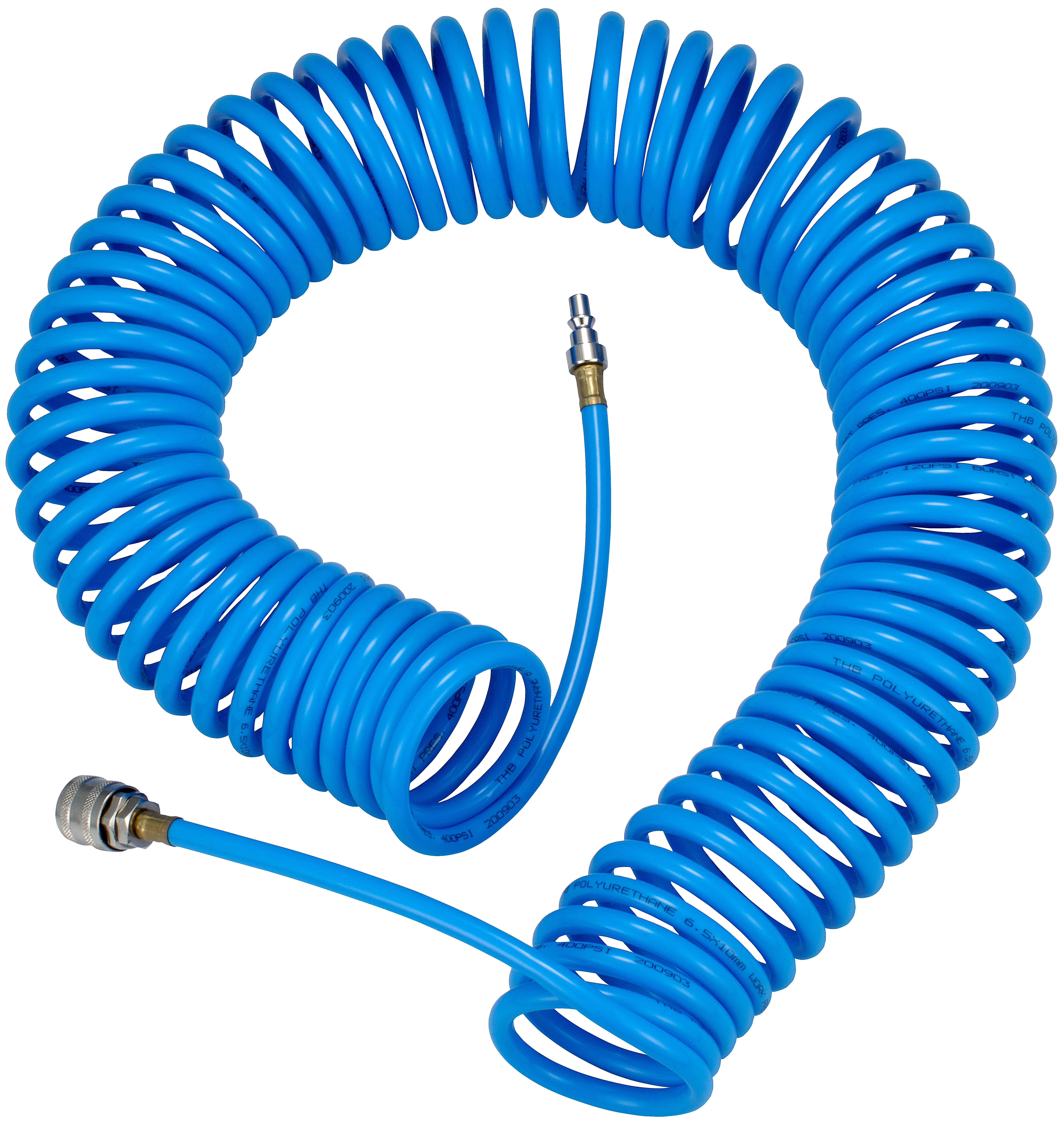 Druckluft-Spiralschlauch Rockair LSP-10PU, mit Kupplung und Stecknippel, 10 m Druckluft-Spiralschlauch Rockair LSP-10PU, mit Kupplung und Stecknippel, 10 m