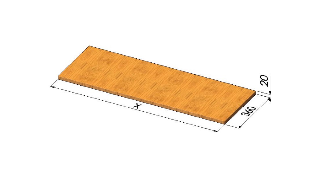 Arbeitsplatte Holz 760 x 360 x 20 mm mit Rändern, Hinterkante H 40 mm Arbeitsplatte Holz 760 x 360 x 20 mm mit Rändern, Hinterkante H 40 mm