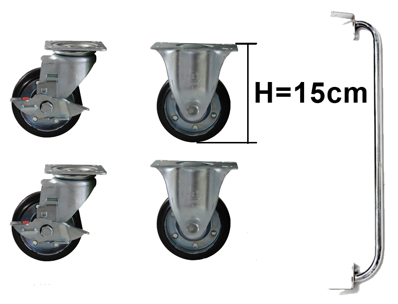 Laufrollenset mit Stossgriff 723 mm, Laufrollenset mit Stossgriff 723 mm,