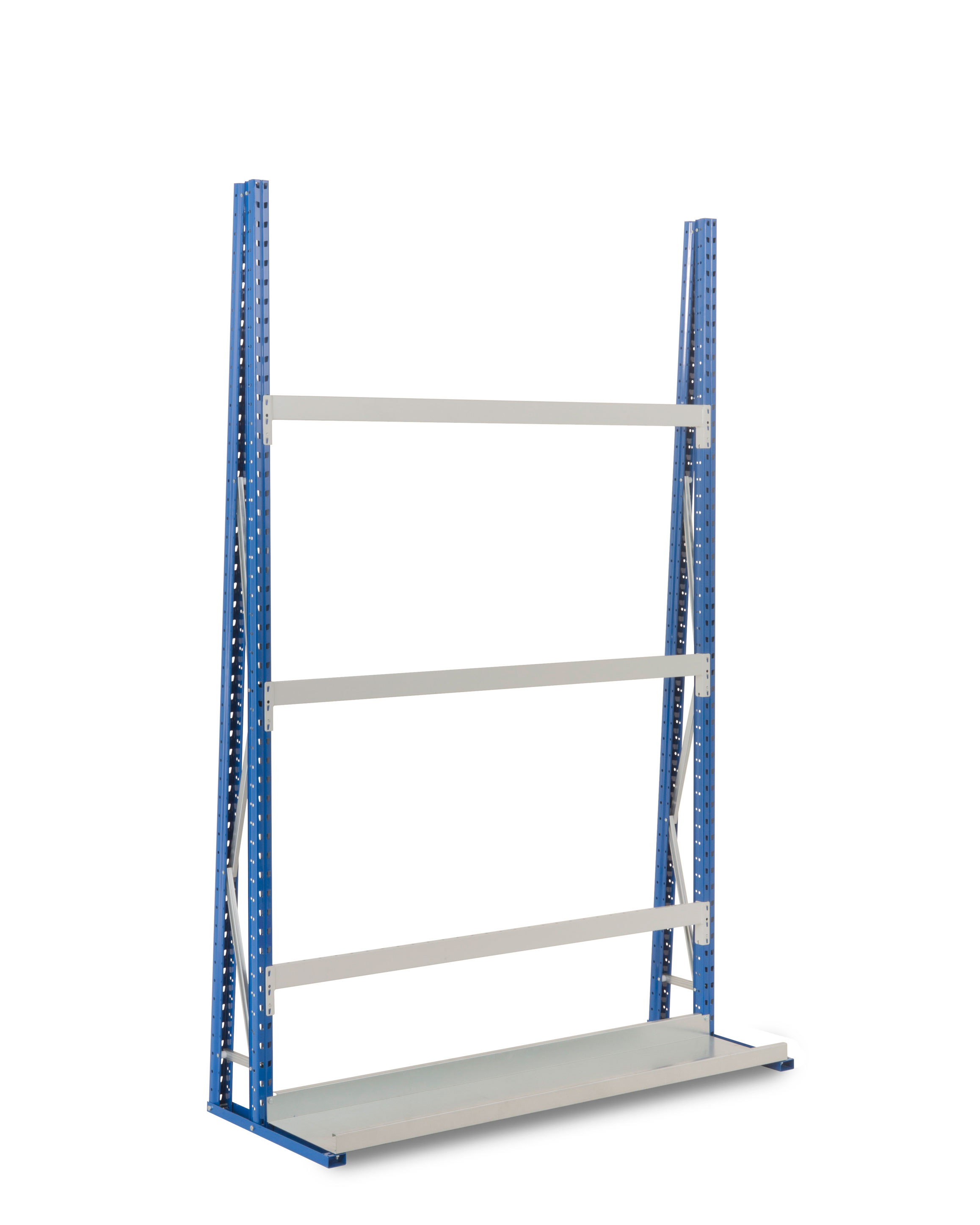 Grundregal VR 1-seitig H2500 x L1500 x T500 mm, mit 3 Trägern und Sockel Grundregal VR 1-seitig H2500 x L1500 x T500 mm, mit 3 Trägern und Sockel