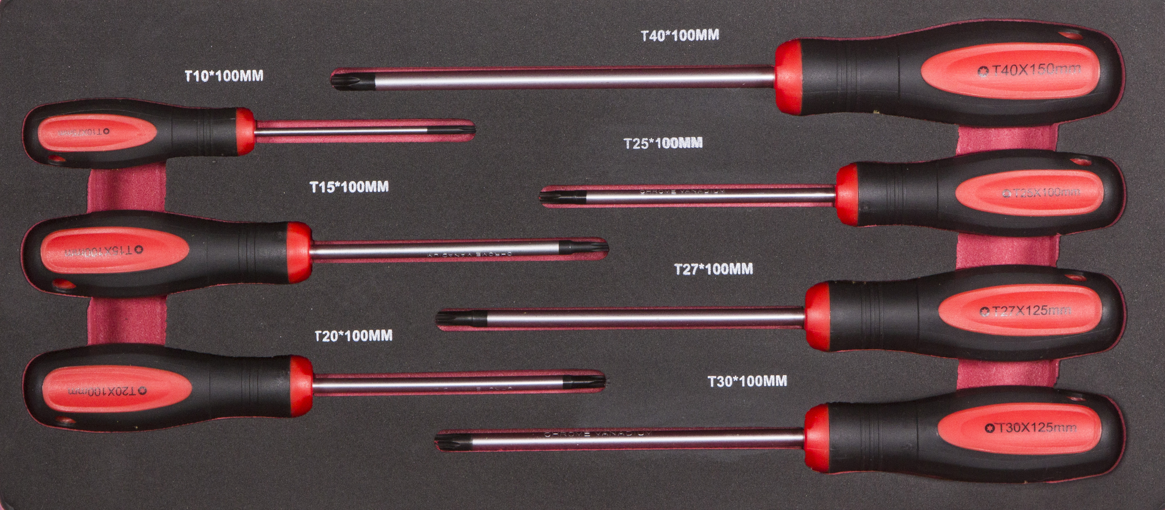 Torx-Schraubenzieher-Satz, 7-tlg., mit Schaumstoffeinlage Torx-Schraubenzieher-Satz, 7-tlg., mit Schaumstoffeinlage