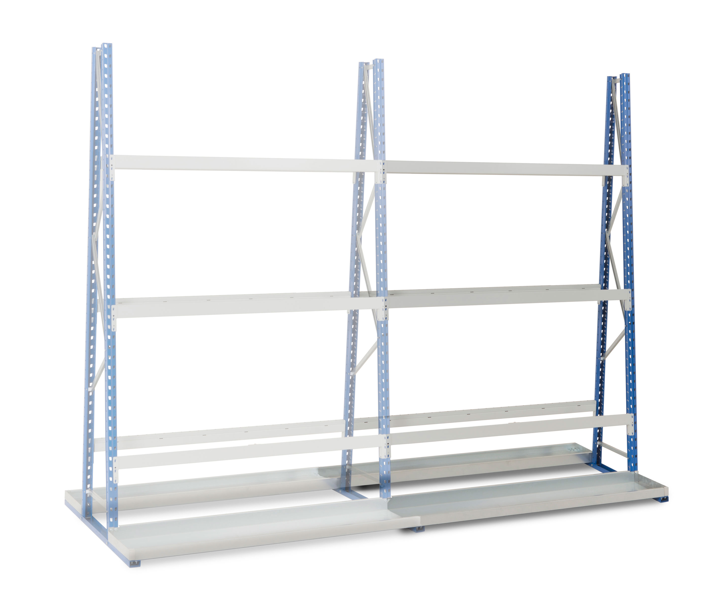 Anbauregal VR 2-seitig H2500 x L1500 x T500 mm, mit 6 Trägern und Sockel Anbauregal VR 2-seitig H2500 x L1500 x T500 mm, mit 6 Trägern und Sockel